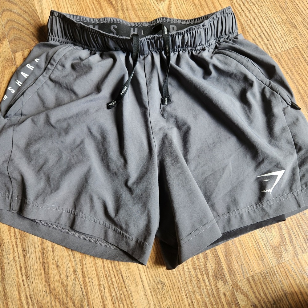 Gymshark Womens Grey Running Shorts XS Athletic Gym Fitness Drawstring Pockets